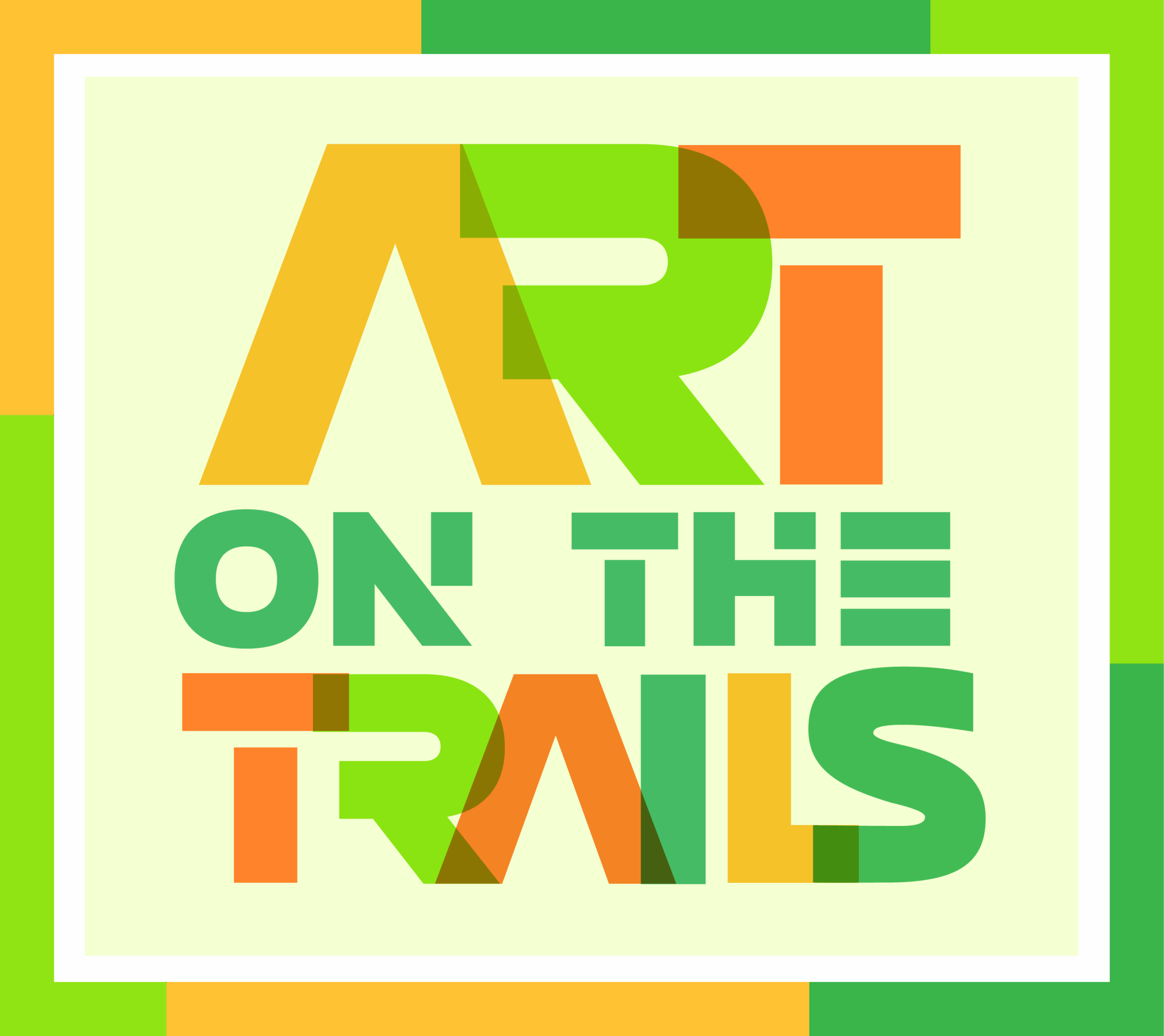 Art on the Trails text, colorful geometric design