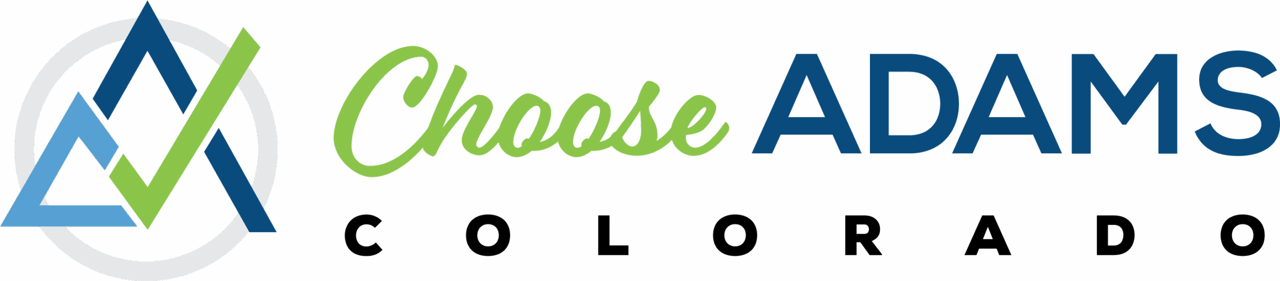 Choose Adams logo with blue geometric design and green checkmark