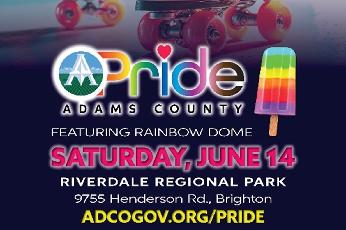 Roller skates with rainbow laces. Pride Adams County event, Saturday, June 14, Riverdale Regional Park, featuring Rainbow Dome.