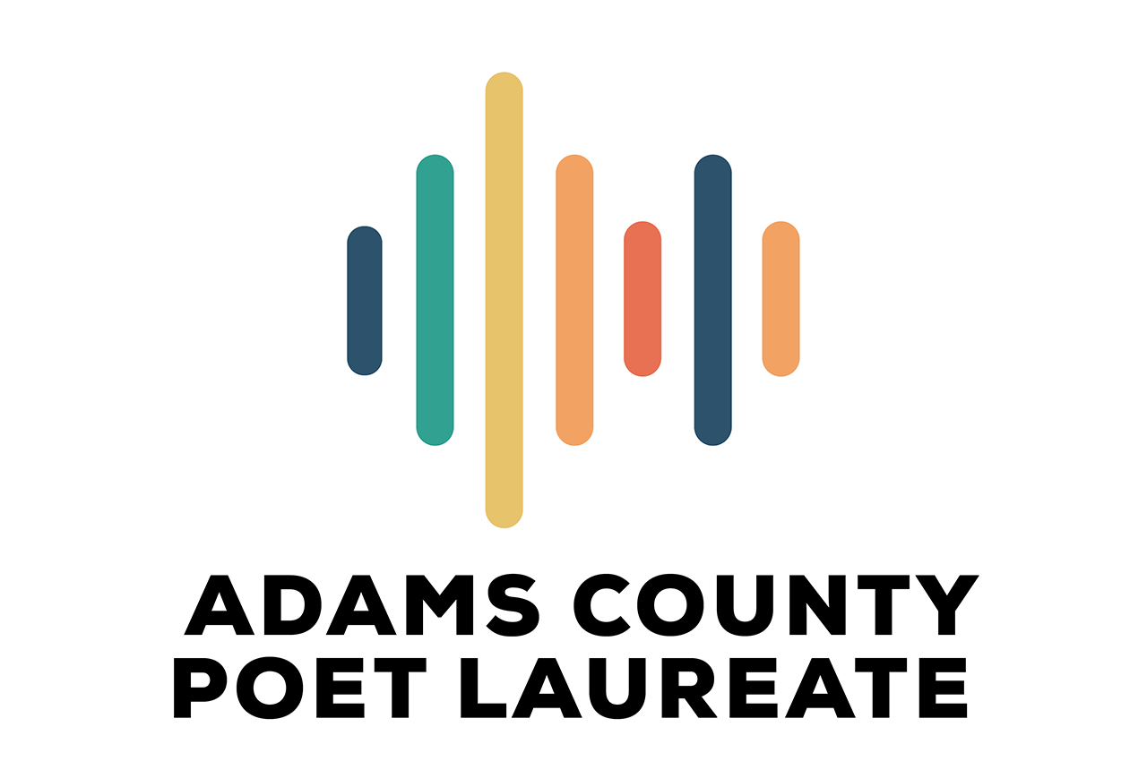 Adams County Poet Laureate logo with colorful vertical bars