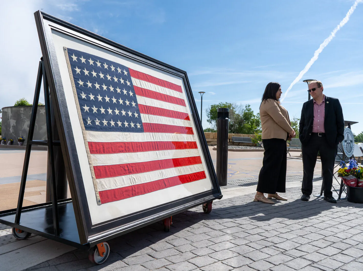 Photo of 48-star flag on display.