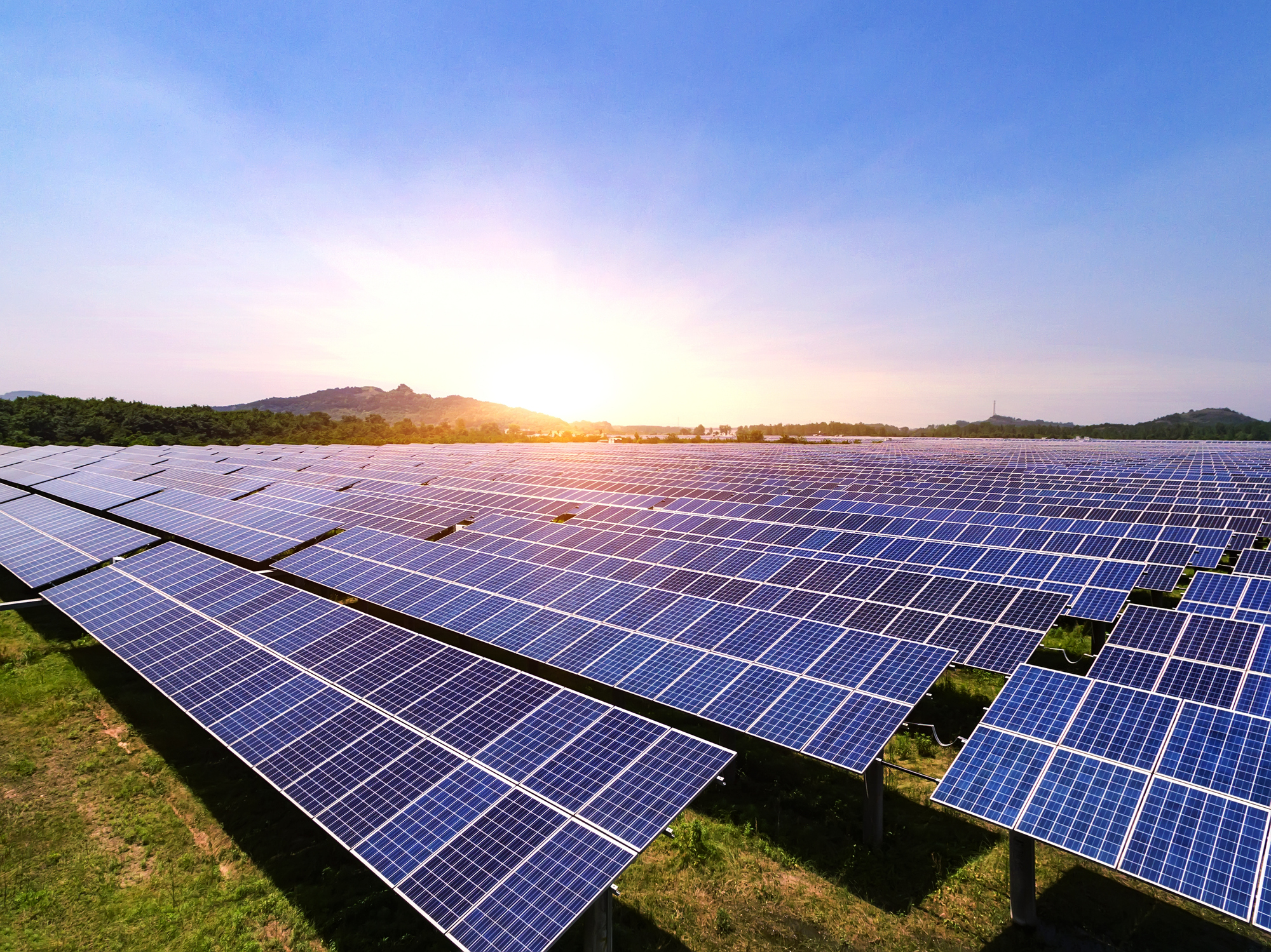 Photovoltaic power plant - stock photo.