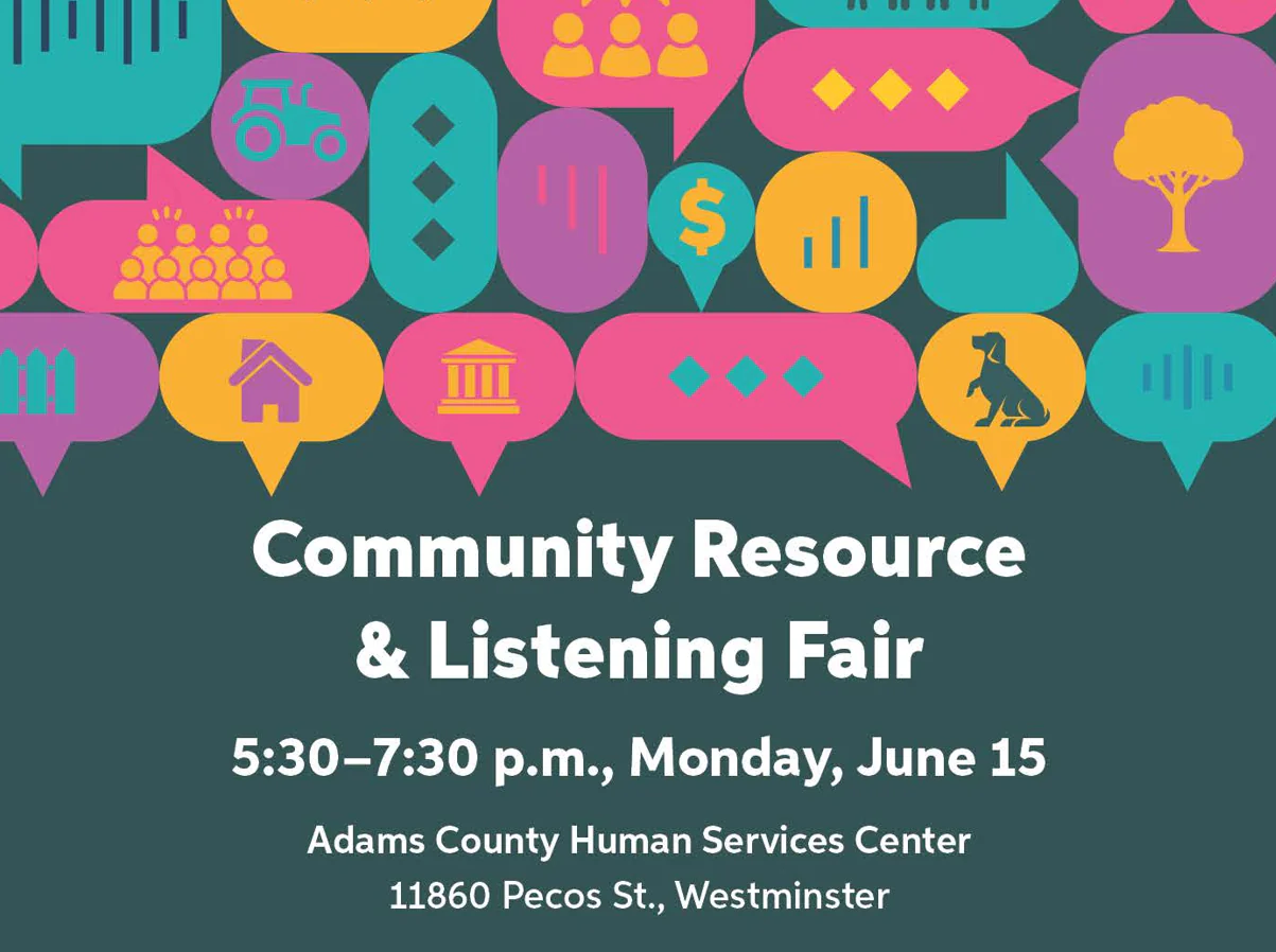 Adams County Town Hall promo flyer.