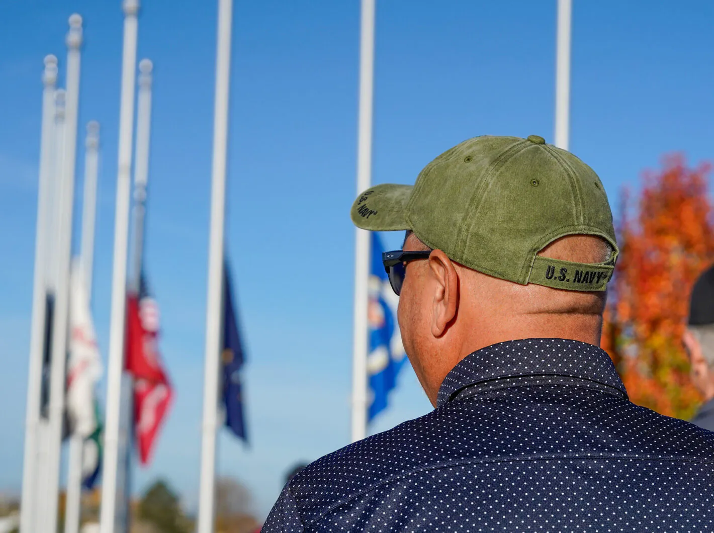Man staring at US Flag